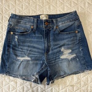 Universal Thread High Rise Midi Dark Blue Distressed Jean Shorts